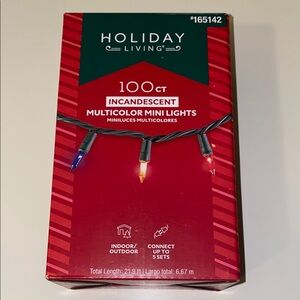 HOLIDAY LIVING 100Ct Incandescent Multicolored Mini Lights, Green Wire
